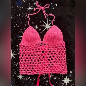 Pink Crochet Halter Top